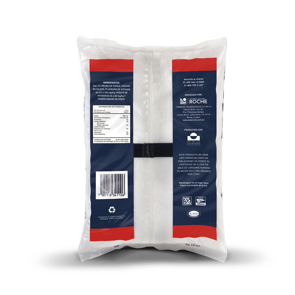 Sal sol bolsa grano fino 500 gr yodada fluorurada