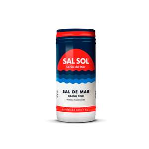 Caja sal sol bote grano fino 1kg yodada fluorurada 12 unidades