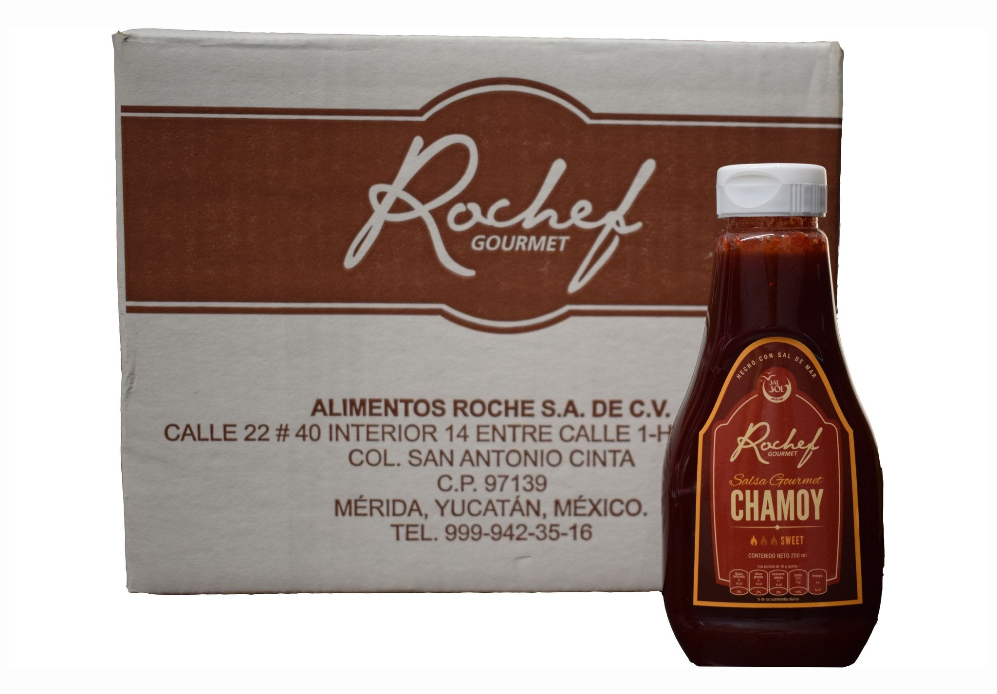 Caja salsa chamoy rochef gourmet 350 ml 12 unidades