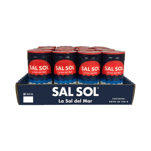 Caja sal sol bote grano fino 250 gr yodada fluorurada 12 unidades